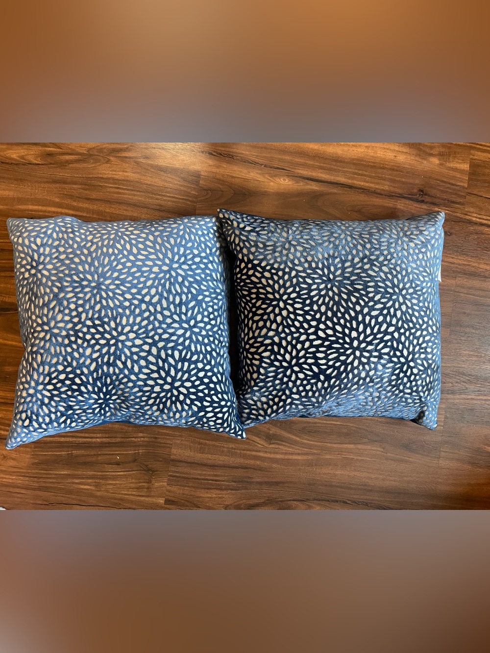 2 Better Homes And Gardens Blue and White Floral Petal Throw Pillows